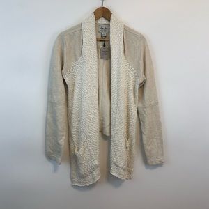 Lucky Brand Lotus Open Cardigan Sweater Cream Knit